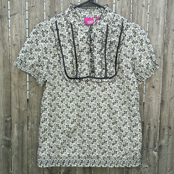 Personal Identity Tops - Personal Identity Black & White Floral Blouse M